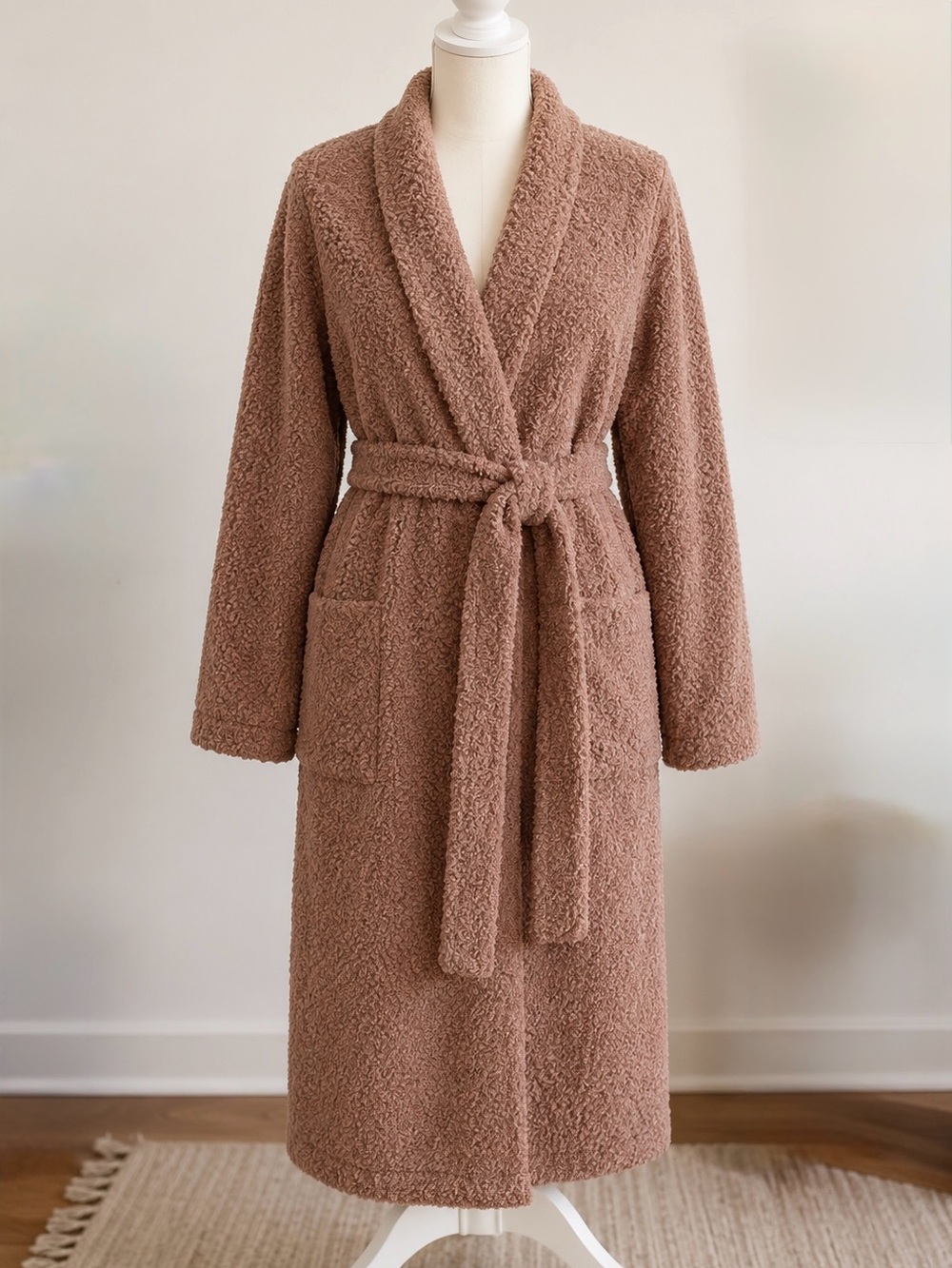 SKIMS Cozy Knit Bouclé Robe Rose Clay Belted Lounge Cardigan S/M